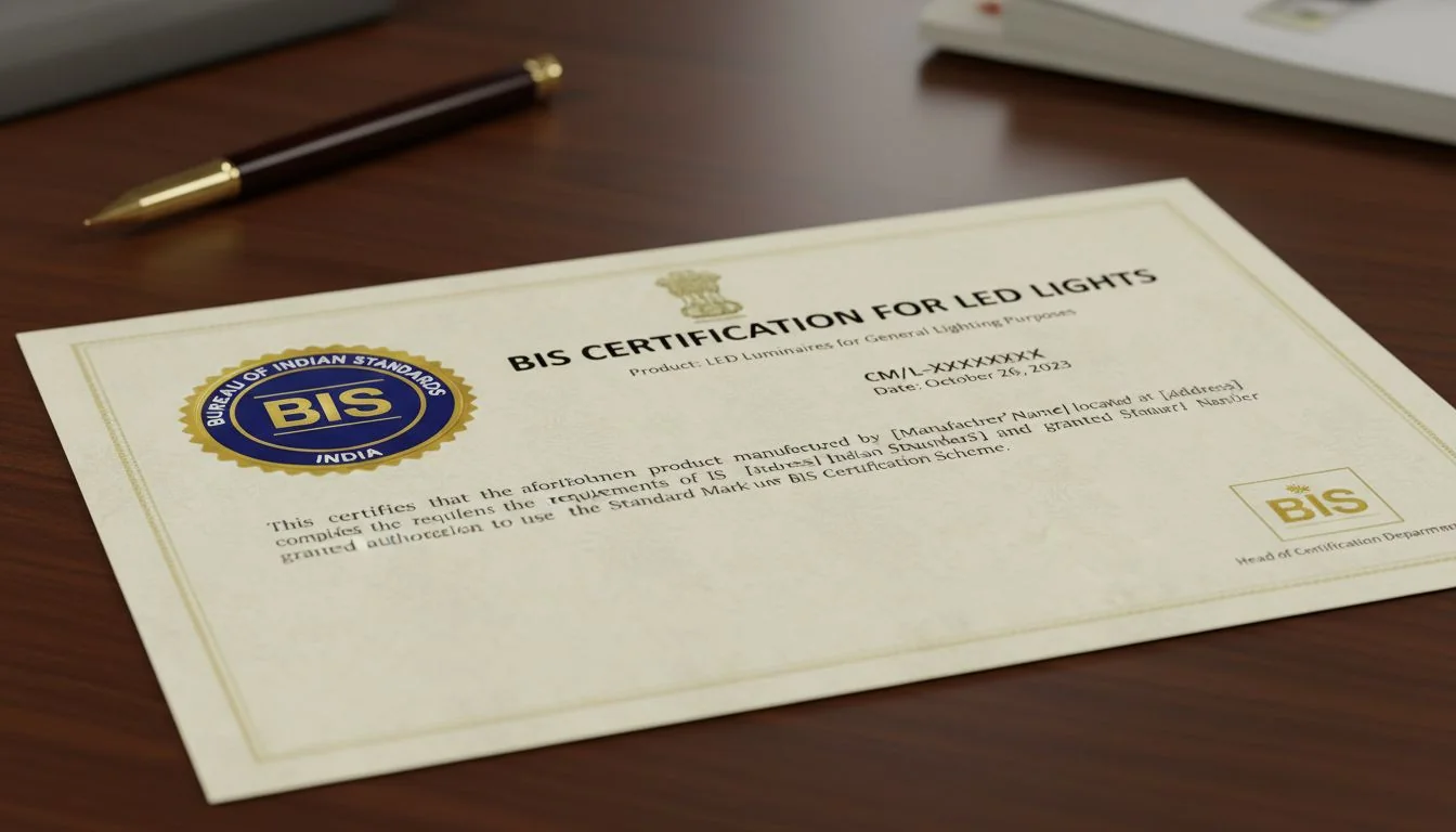 An official BIS certification document and seal