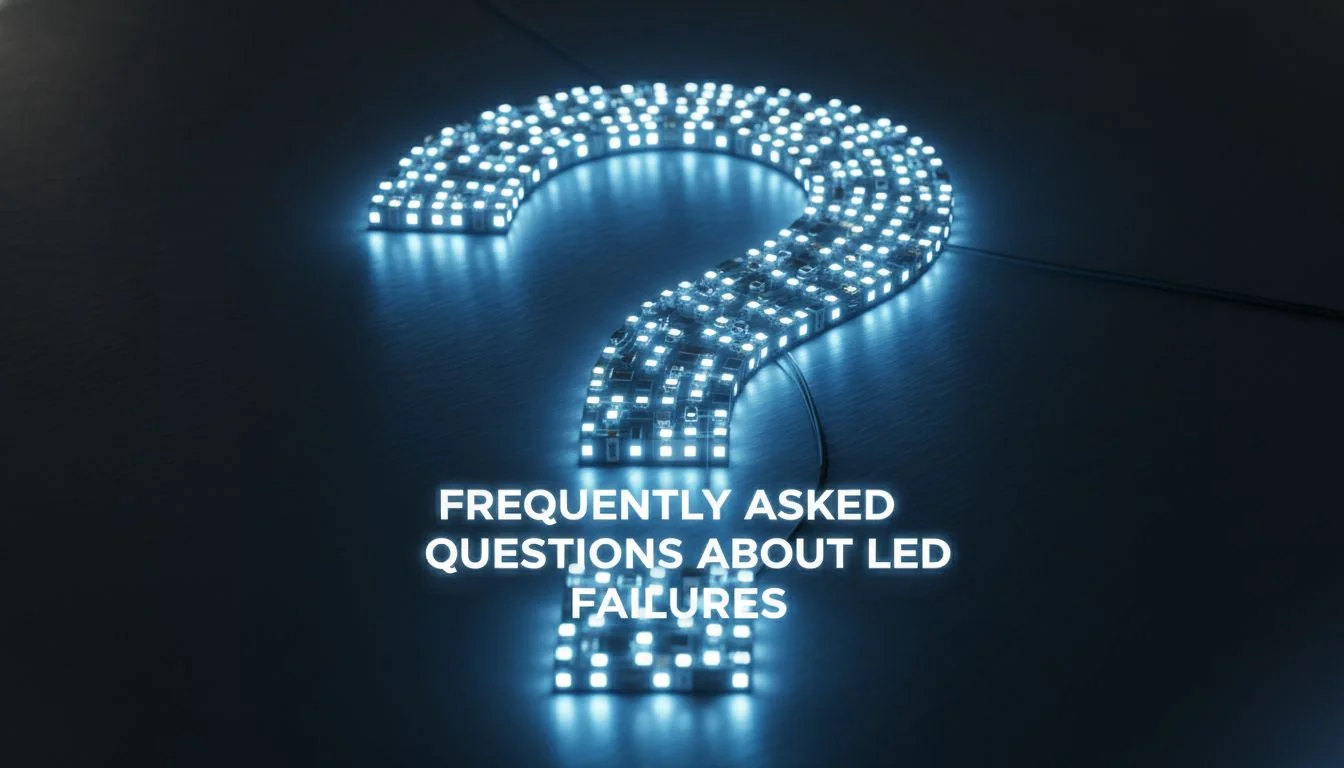 A question mark made of illuminated LED lights.