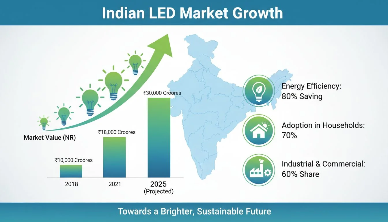 Infographic showing the growth of the LED market in India