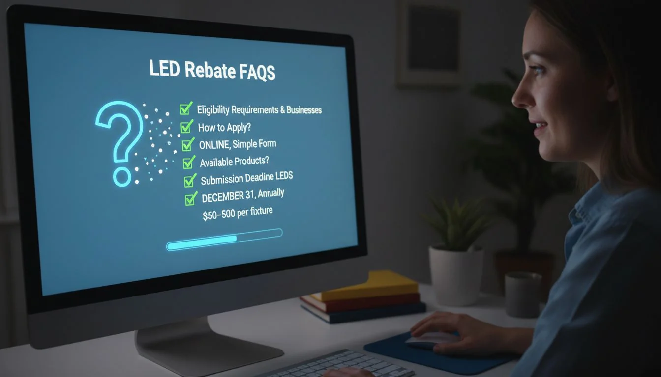 A person looking at a computer screen with a question mark icon, getting clear answers to common questions.