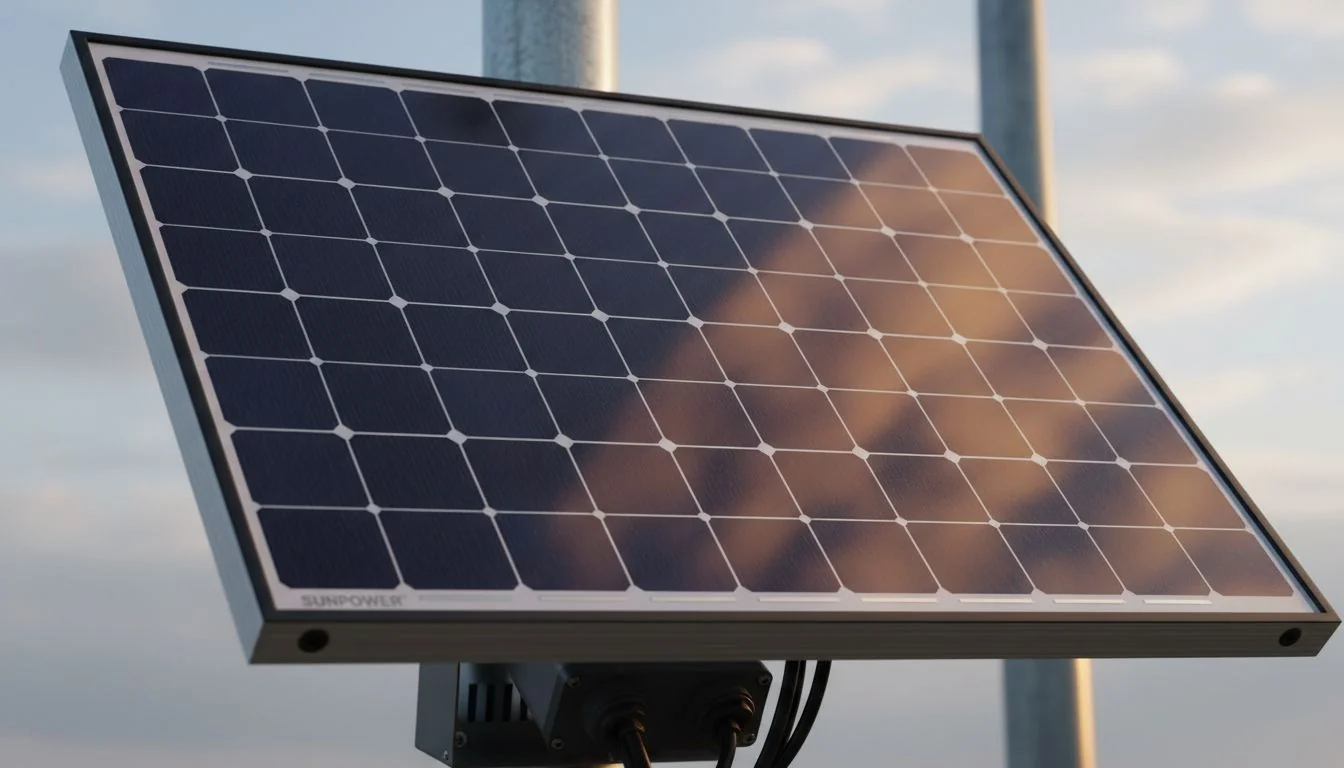Close-up of a high-efficiency solar street light panel